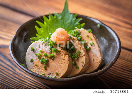 Japanese Ankimo Monkfish Liver With Ponzu Sauceの写真素材