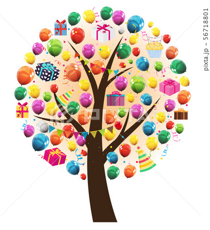 Abstract Vector Happy Birthday Tree with Balloons Abstract Vector Happy Birthday Tree with Balloons 56718801