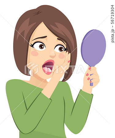Middle aged woman sad about wrinkle around eyes 56719304