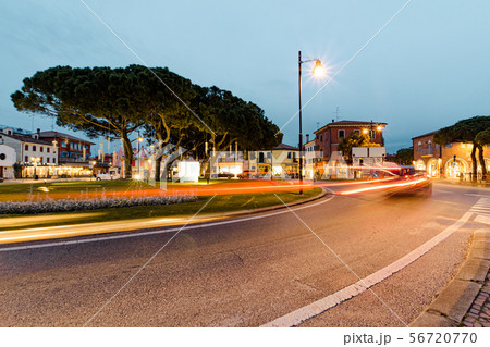 the light trails in colorfull street  56720770