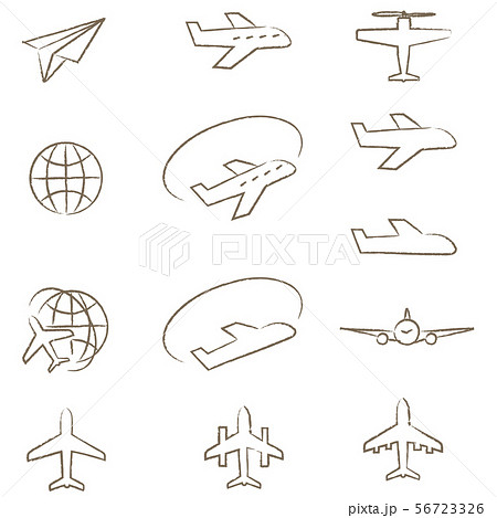 やさしい線画 飛行機のイラスト素材