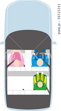 自動車に乗るチャイルドシートとドライバー。ベクター画像。 自動車に乗るチャイルドシートとドライバー。ベクター画像。 56725241
