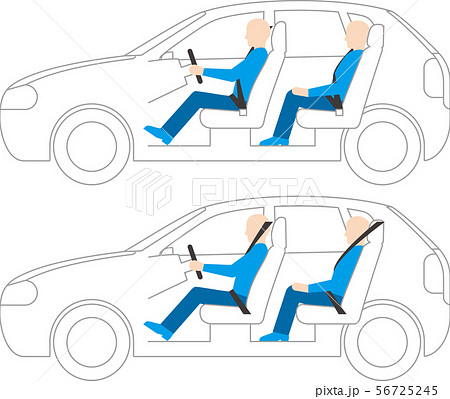 右ハンドルと左ハンドル 乗用車の側面 ドライバーと同乗者 ベクター画像 のイラスト素材