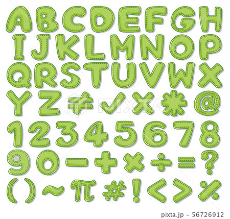 Font design for English alphabets and numbers in 56726912