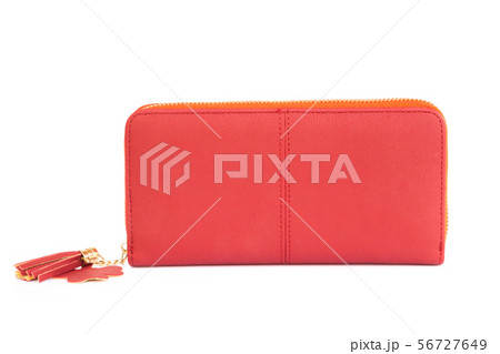 Closeup modern red woman wallet fashion on white Closeup modern red woman wallet fashion on white 56727649
