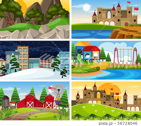 A set of outdoor scene including playground A set of outdoor scene including playground 56728046