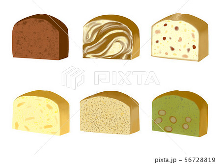 パウンドケーキ６種類のイラスト素材