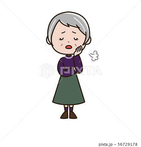 ため息をつくシニア女性　ポーズ　イラスト 56729178