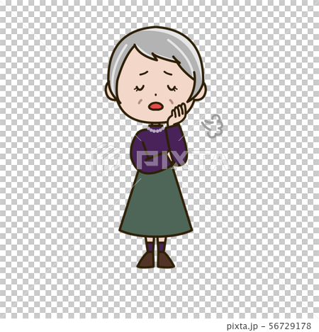 ため息をつくシニア女性　ポーズ　イラスト 56729178