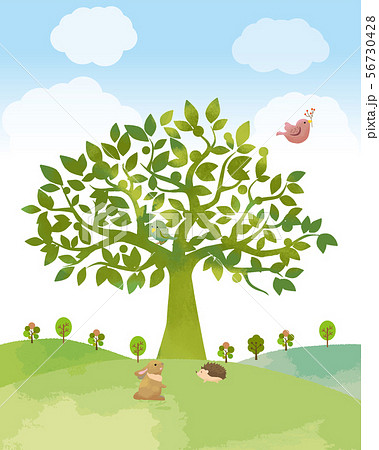 Large Trees Sky Nature And Animals Stock Illustration