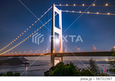 《愛媛県》月夜の来島海峡大橋・ライトアップ 《愛媛県》月夜の来島海峡大橋・ライトアップ 56731567