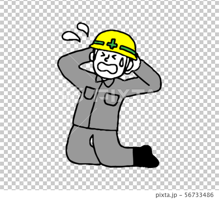 焦る工事作業員男性（シンプル） 56733486