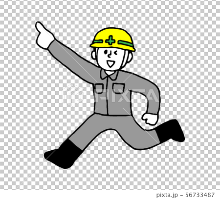 指差す工事作業員男性（シンプル） 56733487