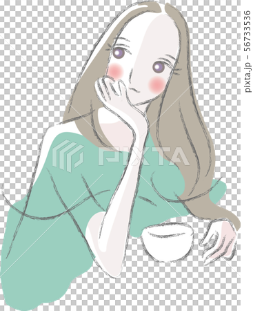 リラックスして飲み物を飲む女性 56733536