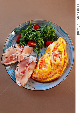 Top view of a plate with delicious food Top view of a plate with delicious food 56733644