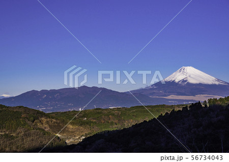 (静岡県)伊豆から望む、朝日を浴びる富士山 (静岡県)伊豆から望む、朝日を浴びる富士山 56734043