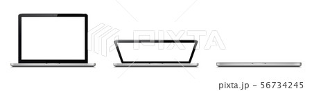 Open and closed laptop. Laptop lid opening stages Open and closed laptop. Laptop lid opening stages 56734245