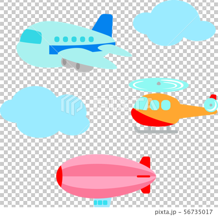 Airplane, helicopter, airship illustration set Airplane, helicopter, airship illustration set 56735017