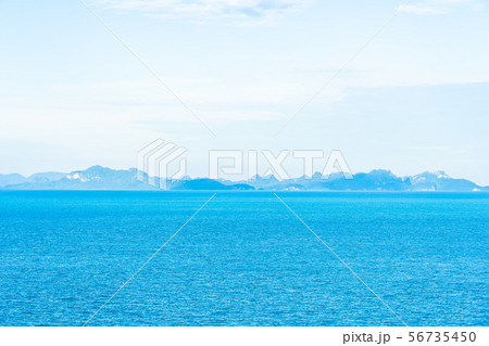 Beautiful outdoor sea ocean with white cloud blue sky around with small island around Samui island 56735450