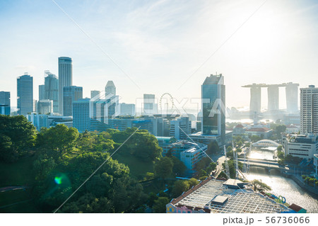 Beautiful architecture building exterior cityscape in Singapore city skyline Beautiful architecture building exterior cityscape in Singapore city skyline 56736066