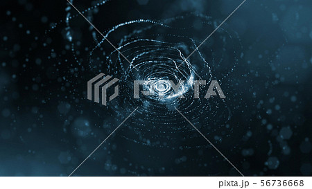 3d rendering background of glowing particles that form curved lines and 3d surfaces, grid with depth 56736668