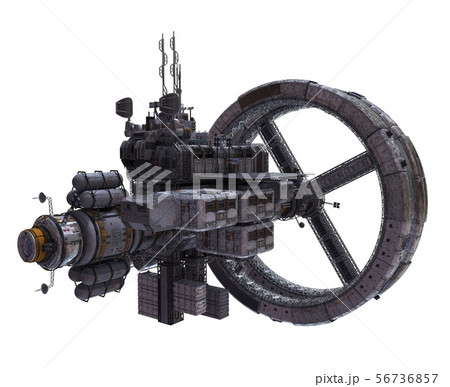 Future Space Station Isolated on White Background 3D Illustration 56736857