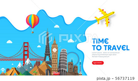 Travel banner design with famous landmarks. Travel banner design with famous landmarks. 56737119