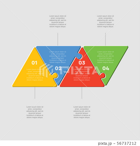 Four pieces puzzle triangle line info graphic. 56737212