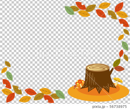 切り株 株 木 アイコン 葉 落ち葉 キノコのイラスト素材