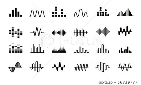 Set Of Radio Wave Icons Monochrome Simple のイラスト素材