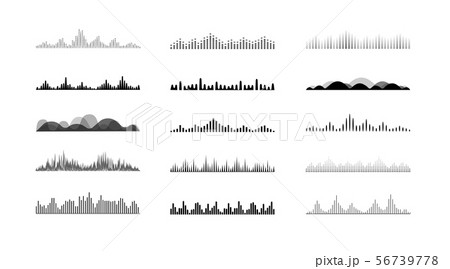 Set of Radio Wave icons. Monochrome simple sound wave on white background. Isolated vector 56739778