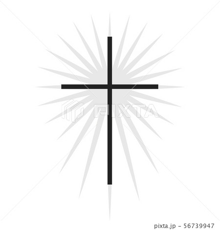 Christian symbol, black thin cross with lighting icon. Church logo template. Isolated vector Christian symbol, black thin cross with lighting icon. Church logo template. Isolated vector 56739947