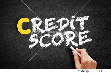 Credit Score text on blackboard 56741952