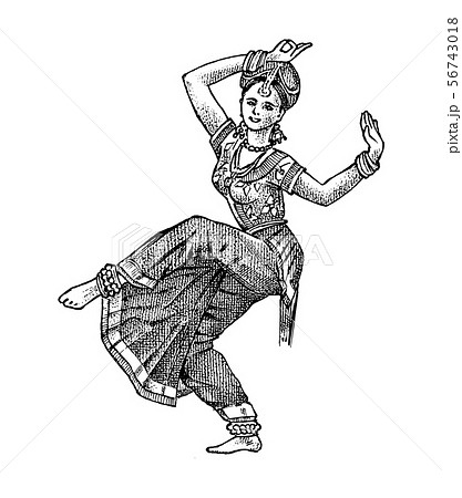 Dancing Indian Woman In National Dress Hand のイラスト素材