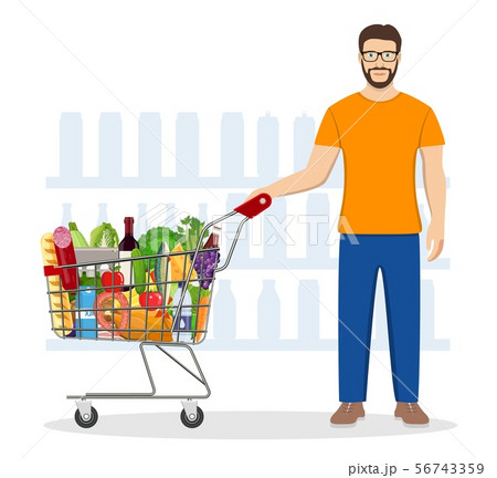 Young man shopping for groceries 56743359