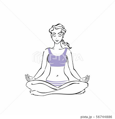 Girl Sitting In A Lotus Position Yoga のイラスト素材