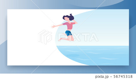 Hot summer vacation, girl jumps into the sea Hot summer vacation, girl jumps into the sea 56745318