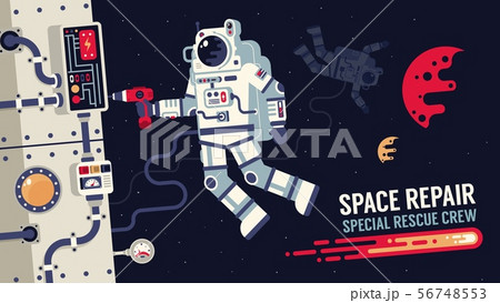 Astronaut in spacesuit repair a spaceship in outer space Astronaut in spacesuit repair a spaceship in outer space 56748553