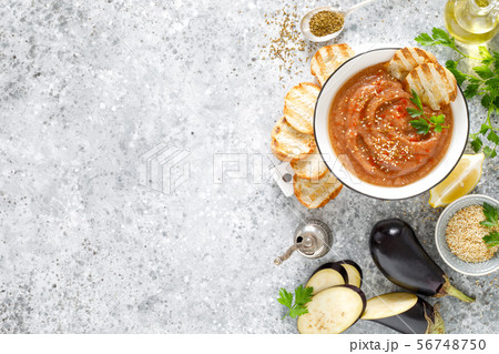 Eggplant hummus with ingredients for cooking 56748750