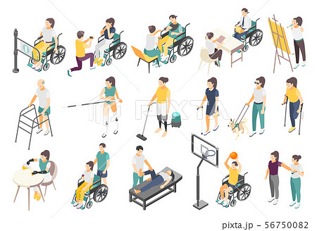 Disabled People Isometric Icons 56750082