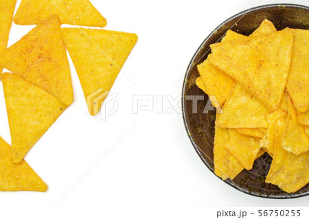 Tortilla cheese chips isolated on white Tortilla cheese chips isolated on white 56750255