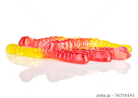 Jelly worm candy isolated on white 56750343