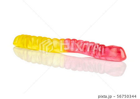 Jelly worm candy isolated on white 56750344