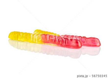 Jelly worm candy isolated on white 56750345