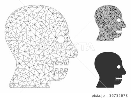 Sewn Mouth Vector Mesh 2D Model and Triangle Mosaic Icon 56752678