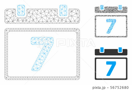 Seventh Day Vector Mesh Wire Frame Model and Triangle Mosaic Icon 56752680