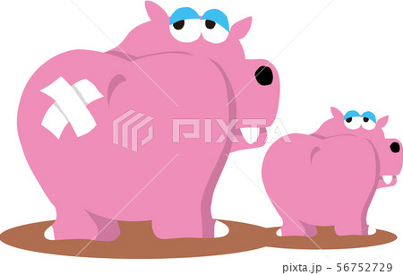 カバの親子のイラスト素材