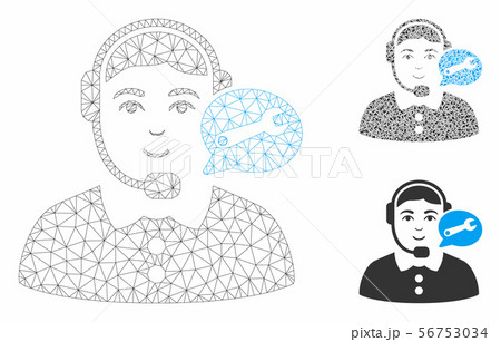 Service Center Woman Vector Mesh Wire Frame Model and Triangle Mosaic Icon Service Center Woman Vector Mesh Wire Frame Model and Triangle Mosaic Icon 56753034