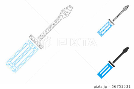 Screwdriver Vector Mesh Wire Frame Model and Triangle Mosaic Icon 56753331