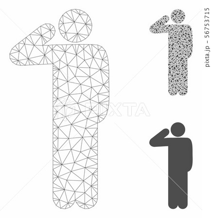 Salute Pose Vector Mesh Network Model and Triangle Mosaic Icon 56753715